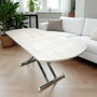 Hanah Home Mesa de Comedor Extensible Yan Yari Oval - Travertino, Cromo